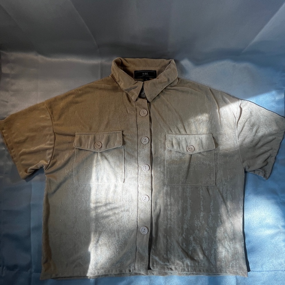 SHEIN Light Brown Casual Button-Down Shirt